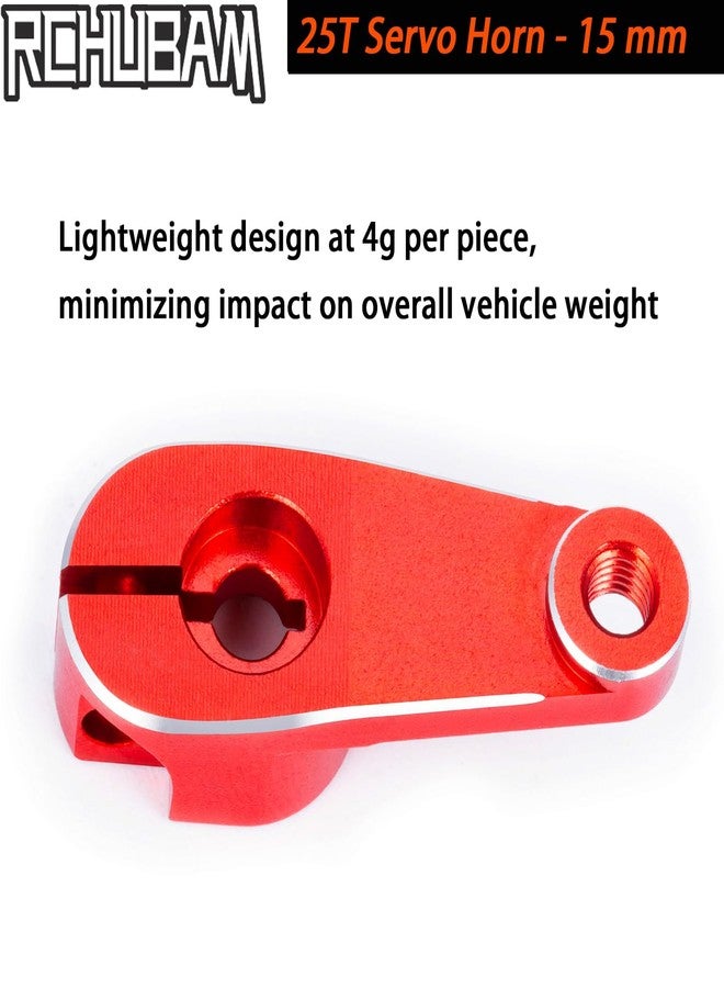 RCHUBAM Aluminum 25T Servo Horn 1/10 RC Steering Arm Server Rocker Compatible with Futaba Savox Power HD HSP Servos Motor 1/10 RC Car Truck,Red (2Pcs 25T (15mm)) - Image 5